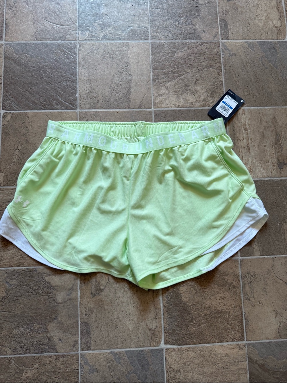 Under Armour Women's Neon Lime Athletic Shorts with White Trim